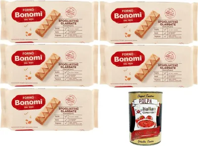 Produktbild von Forno Bonomi Sfogliatine Glassate glasiertes Blätterteiggebäck 5x135gr + Italian Gourmet polpa 400g
