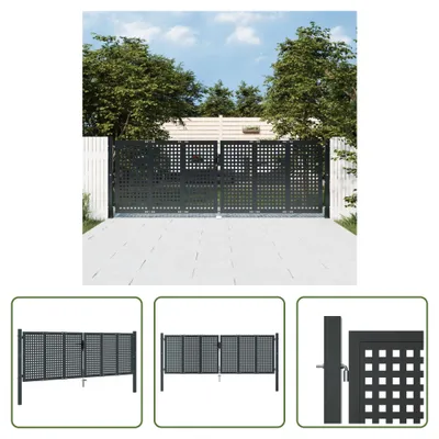 Immagine prodotto di The Living Store cancello da giardino antracite 300x150 cm in acciaio