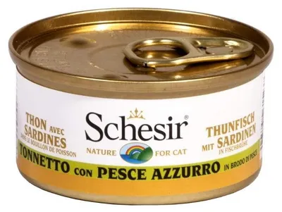 Productafbeelding van Schesir Kattenvoer in bouillon, met tonijn en sardientjes, natvoer in eigen saus