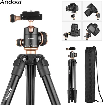 Obrázek produktu pro Andoer Q160SA Stativ pro fotoaparáty Kompletní stativy s panoramatickou kulovou hlavou Bubble Adjustment Výškově nastavitelný přenosný cestovní stativ pro digitální fotoaparáty DSLR Videokamera Mini projektor Kompatibilní s Canon Nikon Sony