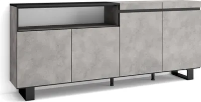 Produktbild von Sideboard, Highboard, 200x87x35cm, 4 Türen, Industriedesign, Zementgrau