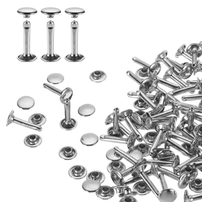 Productafbeelding van Set van 100 ronde metalen nieten 9 x 16 mm (zilver)