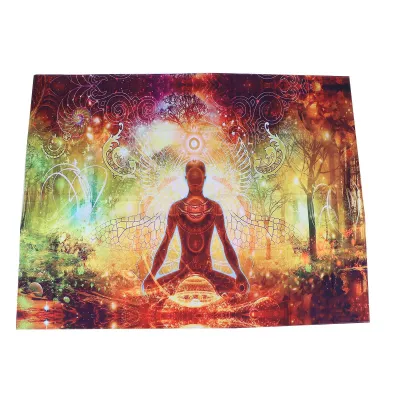 Obrázek produktu pro Nástěnný gobelín s motivem jógy v lese, nástěnná dekorace, tapeta pro výzdobu interiéru, 150 x 150 cm