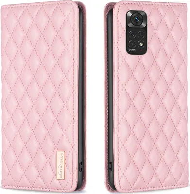 Produktbild von Redmi Note 11 4G Hülle, Elegant Bookstyle Flip Leder Kartenfächer Schutzhülle mit Ständer für Xiaomi Redmi Note 11 4G / Note11S Pink