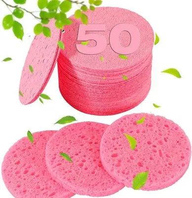 Produktbild von 50 Stück Naturzellige Gesichtspads für Beauticianinnen - Natürliche Cellulose-Pads für Gesichtsreinigung, Massage und Kosmetik-Anwendungen