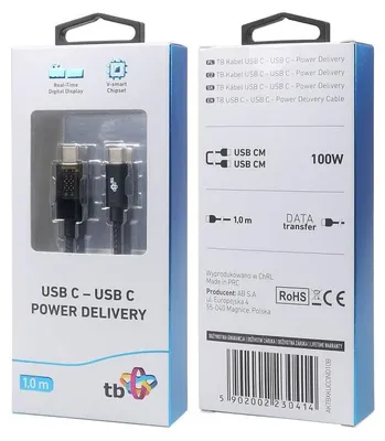 Image de TB USB C Cable 1m with charging indicator LED 100W