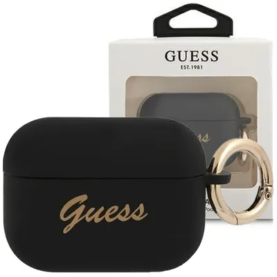 Produktbild von Guess GUAPSSSK AirPods Pro Hülle schwarz/schwarz Silikon Vintage-Schriftzug