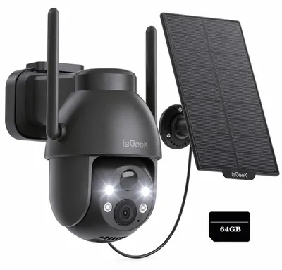 Produktbild von eGeek 2K 3MP HD Solar überwachungskamera Aussen mit 64GB WLAN Kamera PIR Bewegungsmelder 360° PTZ Akku IP Kamera 2 Wege Audio Farbnachtsicht