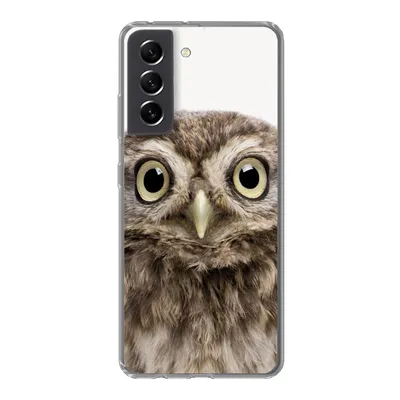 Produktbild von MuchoWow® Handyhülle Schutzhülle Hülle für Samsung Galaxy S21 FE Eule - Eule - Porträt - Braun - Vogel - Jungen - Mädchen Silikon Softcase Handy Hülle - Mobiltelefonhülle