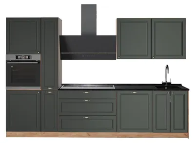 Zdjęcie produktu dla Zabudowa kuchenna Vicco Fame-Line Green Gold Country/Dąb goldkraft 310 cm, BP Antracyt, Model 64300