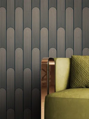 Produktbild von NEWROOM Tapete Schwarz Vliestapete Leicht Glänzend - Mustertapete Grafisch Gold Linien Streifen Grafik Geometrisch