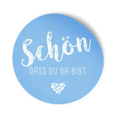 Produktbild von itenga 24x Sticker Aufkleber "Schön dass du da bist" hellblau