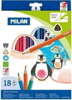Image de MILAN 231 crayons triangulaires, 18 couleurs dans une boîte en carton