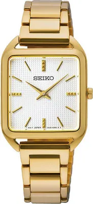 Produktbild von Seiko SWR078P1 Damenuhr Rechteckig Goldfarben