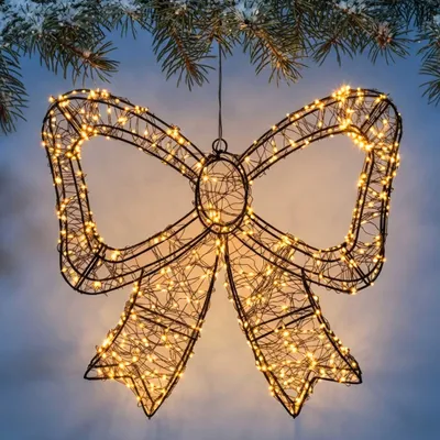 Imagen del producto de Guirnalda LED metálica negra de 46 cm para colgar, con temporizador. Incluye 720 LEDs. Lámpara colgante navideña de color blanco cálido intenso, con enchufe, apta para uso en exteriores e interiores