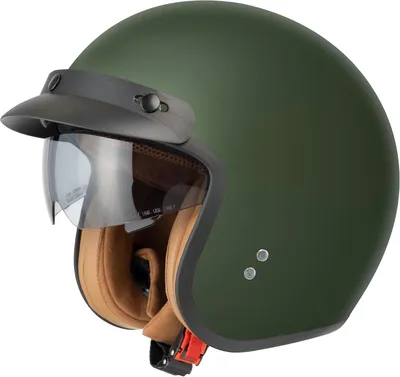 Produktbild von Hochwertiger Jethelm Motorradhelm Sturzhelm mit ausklappbaren Visier und Sonnenblende für Mofa Scooter Vespa ECE 22-06 , Armeegrün, XXL(61CM)