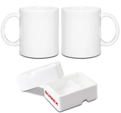 Zdjęcie produktu dla Zestaw dwóch filiżanek do sublimacji, białe, ceramiczne, pojemność 325 ml (11 oz), idealne do kawy, herbaty i mleka