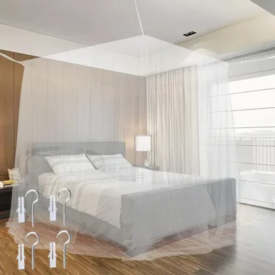 Produktbild von Moskitonetz Mückennetz Bett Himmelbett Doppelbett Großes Fliegennetz Insektenschutz Quadratisches Moskitonetz Betthimmel für Zuhause und Reise - 190 x 210 x 240cm