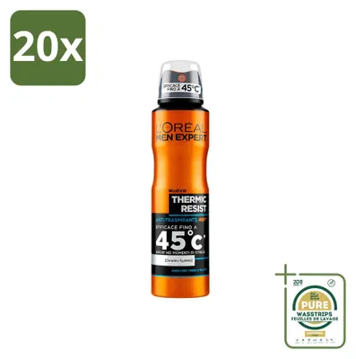 Productafbeelding van 20 x L'Oréal Men Expert Deodorantspray Thermic Resist - 150 ml - Voorraadverpakking - 20 stuks