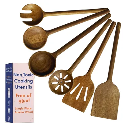 6-teiliges Kochgeschirr-Set aus Akazienholz, leimfrei