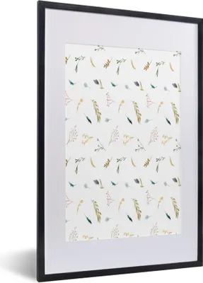 Produktbild von MuchoWow® MuchoWow® Gerahmtes Poster Blumen - Muster - Pastell 40x60 cm - Poster mit zchwarzem Bilderrahmen - Poster in Rahmen