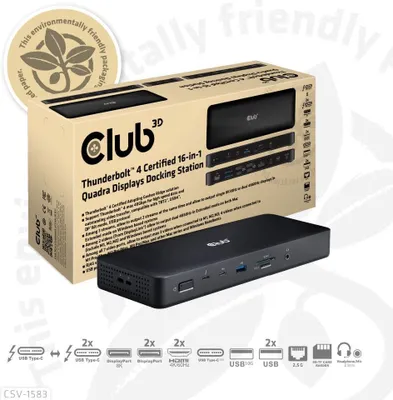 Produktbild von Club3D Thunderbolt4 16-in-1 Dockingstation 4 Displays St/Bu