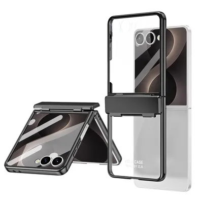 Produktbild von Hülle für Samsung Galaxy Z Flip 8 Ultradünne Überzug Kristall Klar Schutzhülle mit Scharnierschutz Schwarz