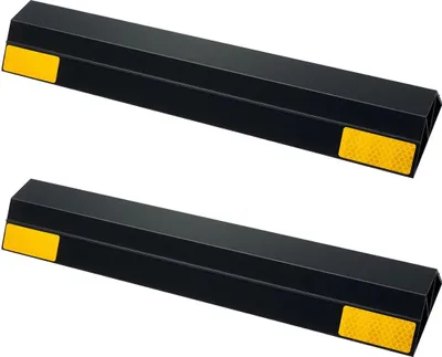 Produktbild von Parkstopper, 406 mm, 2 Stück, hochbelastbare Einparkhilfe für Garagen, PP-Bordstein-Garagenbodenstopper mit reflektierenden Streifen, Fahrzeugzubehör für PKWs, Transporter und LKWs, Reifen- und Radführungsblöcke, Stopper, Stoßfänger