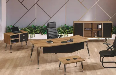 Produktbild von Luxus Möbel Büro Arbeitszimmermöbel Schreibtisch Set 4tlg Holz Schwarz
