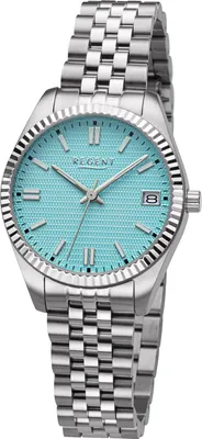 Regent BA-879 Damen-Armbanduhr Stahl/Hellblau 1