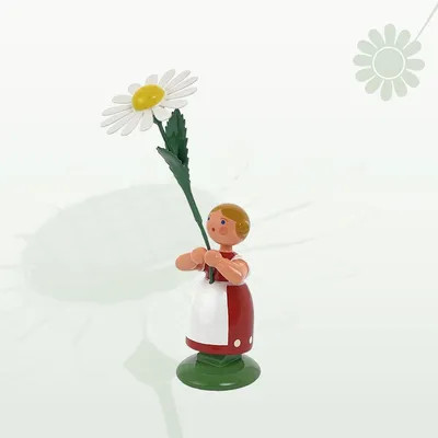 Produktbild von Miniaturfigur Blumenmädchen mit Margerite Höhe 12cm NEU