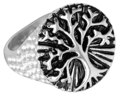 Produktbild von Lebensbaum Ring Edelstahl: Weltenbaum / Wunschbaum 58 (18.4 mm Ø)