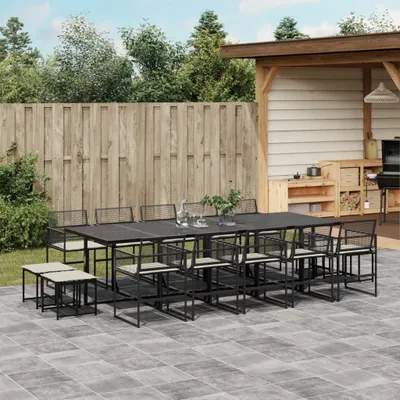 Imagen del producto de Maison Exclusive: Juego de comedor de jardín de 15 piezas con cojines, color , fabricado en ratán sintético