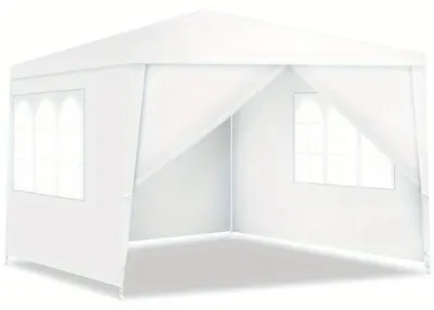 Immagine prodotto di Gazebo da giardino 3x3 metri – Tenda da festa impermeabile con pareti laterali removibili – Resistente alle intemperie – Bianco