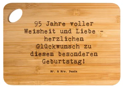 Produktbild von Mr. & Mrs. Panda schneidbrett Spruch 95. Geburtstag Weisheit Liebe - Transparent - Geschenk, Feier, 95 Jahre, Holzbrettchen, liebevolle Geschenke, Schneidebrett, Brett