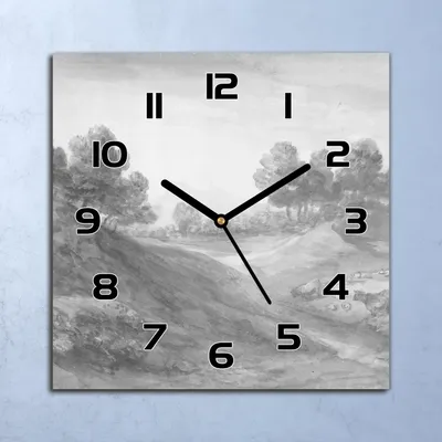 Produktbild von Wanduhr Echt-Glas-Küchenuhr Landschaft Vintage Quarz 30x30 Deko Bilder