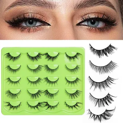 Image de INF Faux Cils Synthétiques Longs, Doux et Confortables - Style Renard, 21 Pièces