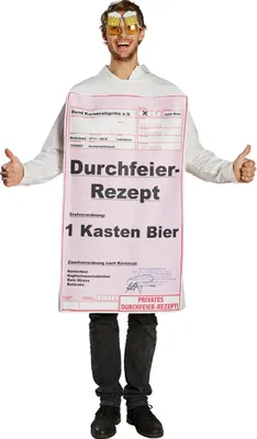 Rezept Kostüm Spaß-Outfit Durchfeier Rezept für Herren Gr. M/L Fasching Karneval Mottoparty Spaß-Kostüm Bierkostüm lustig witzig