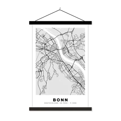 Produktbild von MuchoWow® Textilposter Deutschland - Stadtplan - Bonn - Karte 40x60 cm mit schwarzem Rahmen - Wanddekorationen