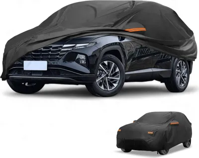 Produktbild von Autoabdeckung Wasserdicht Alle Wetter Automobil Au?en Anti-UV Sonne Regen Schutz Vollst?ndige Au?enabdeckung fš¹r Hyundai Tucson 2004-2025 190T-PU Schwarz Mit Rei?verschluss