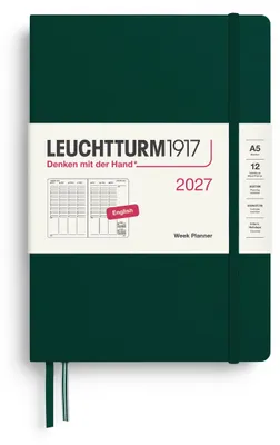 Produktbild von LEUCHTTURM1917 Wochenplaner 2027 Medium (A5) - Englisch, Forest Green, 210 x 145