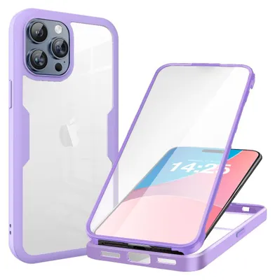 Produktbild von 360 Grad Rundum Schutz Handyhülle für Apple iPhone 16 Pro Full Cover Vollschutz Case Farbe: Violett