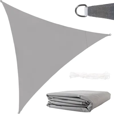 Produktbild von Sonnensegel Dreieckig 3x3x3 m für zuverlässigen Sonnenschutz Wasserdicht inkl. Befestigung Garten Strand Camping 23146, Farbe:Grau