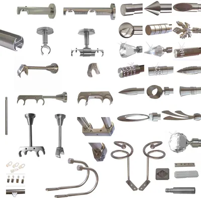 Produktbild von BASIT Innenlauf Gardinenstange selber zusammenstellen Edelstahl look Metall Ø 20mm Einzelteile BASIT, Einzelteile Gardinenstangen 16mm:T60 1 Paar Drapierhaken