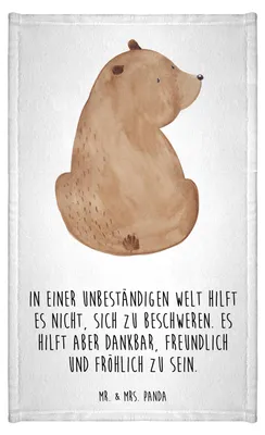 Produktbild von Mr. & Mrs. Panda Frotteetuch Bär Schulterblick - Weiß - Geschenk, Handtuch Klein, Kleines, Weisheit, gäste wc, Teddy, Selbstachtung, Gästetuch, Bären, Motivation