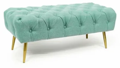 Sitzbank, grün/gold, Polyester/Metall, 105x48x24,5 cm