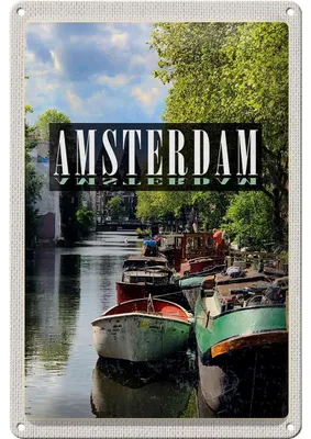 Produktbild von Blechschild Reise 20x30cm Amsterdam Reiseziel Bootsfahrt