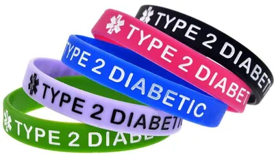 Image de Lot de 5 bracelets en silicone pour le diabète de type 2 - Sûrs et confortables