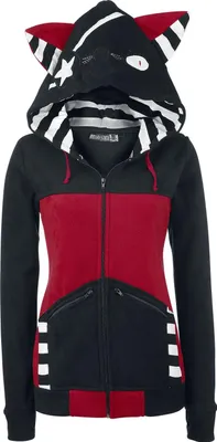 Produktbild von Bye Bye Kitty Kapuzenjacke Damen Star Kitty schwarz/rot Rockwear 100% Polyester S