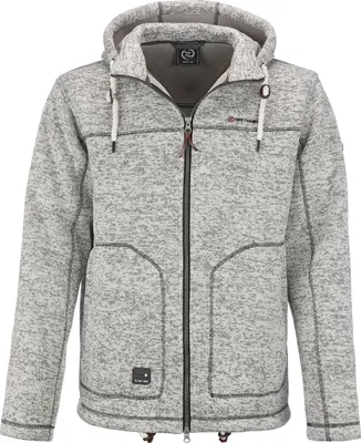 Produktbild von Dry Fashion Herren Fleece-Jacke Pellworm - Fleecejacke Strickjacke Sweatshirtjacke Outdoor Jacke mit Kapuze und Reißverschluss in Grau Größe S
